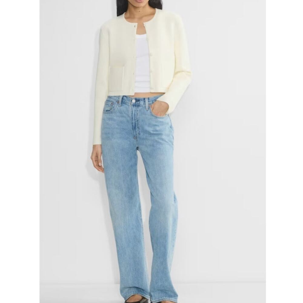 Aritzia Babaton Notable Cardigan Knit Button Up Cardigan Light Birch Medium